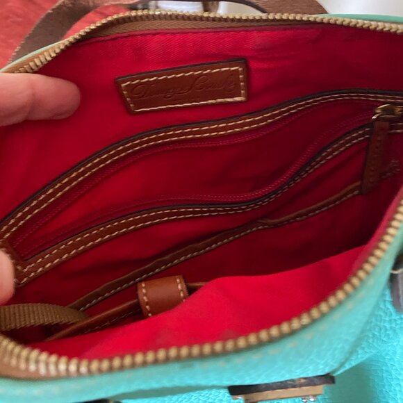 Dooney & Bourke Pebble Grain Satchel – Turquoise / teal with Saddle Trim - Picture 14 of 16